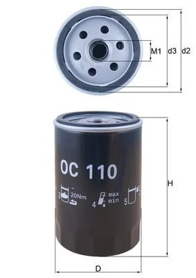 Alyvos filtras MAHLE OC110