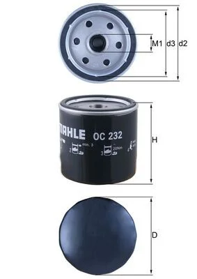 Alyvos filtras MAHLE OC 232