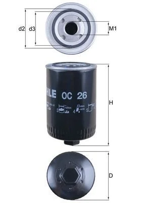 Alyvos filtras mahle OC 26