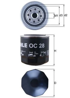 Alyvos filtras MAHLE OC28