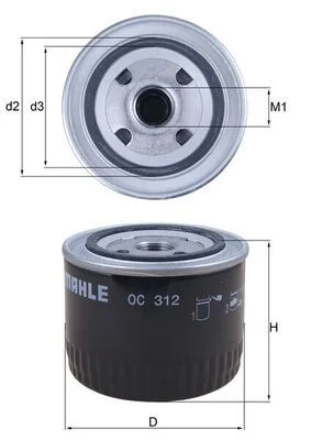 Alyvos filtras MAHLE OC312