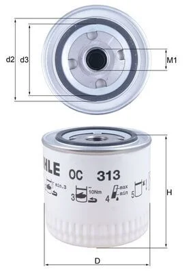Alyvos filtras MAHLE OC313