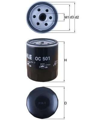Alyvos filtras MAHLE OC 501