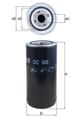 Alyvos filtras MAHLE OC60