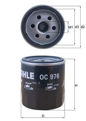 Alyvos filtras MAHLE OC976