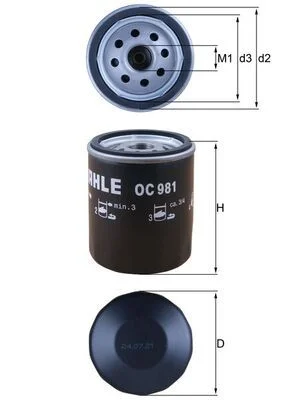 Alyvos filtras MAHLE OC 981