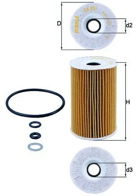 Alyvos filtras MAHLE OX351D
