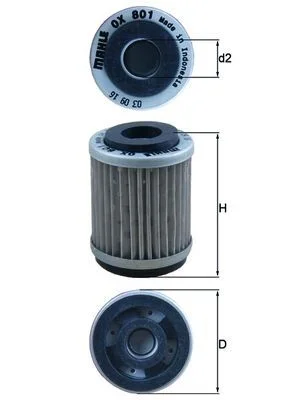 Alyvos filtras MAHLE OX801