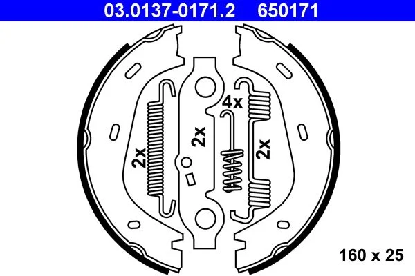 Brake Shoe Set, parking brake ATE 03.0137-0171.2