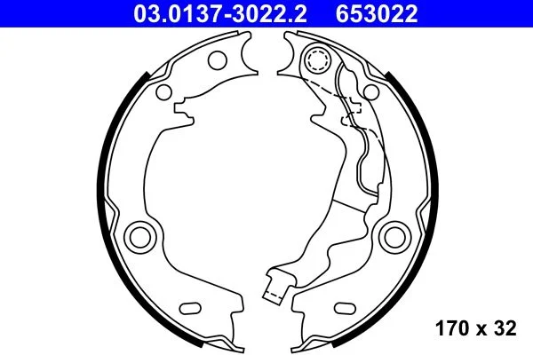 Sada brzdových čeľustí, parkovacia brzda ATE 03.0137-3022.2