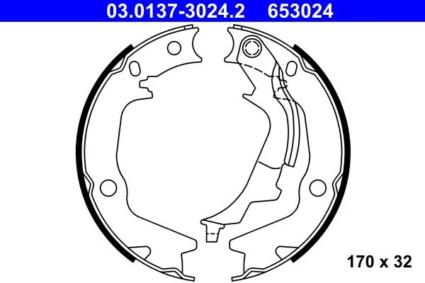 Brake Shoe Set, parking brake ATE 03.0137-3024.2