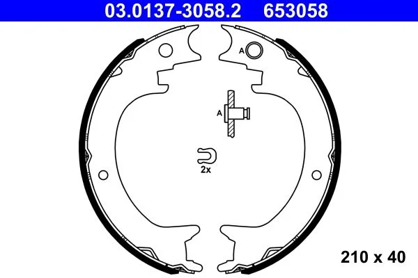 Sada brzdových čeľustí, parkovacia brzda ATE 03.0137-3058.2