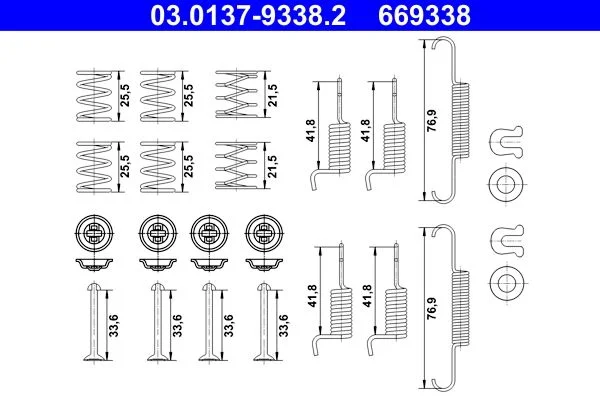 Accessory Kit, parking brake shoes ATE 03.0137-9338.2