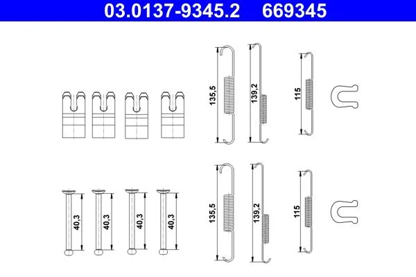 Accessory Kit, brake shoes ATE 03.0137-9345.2