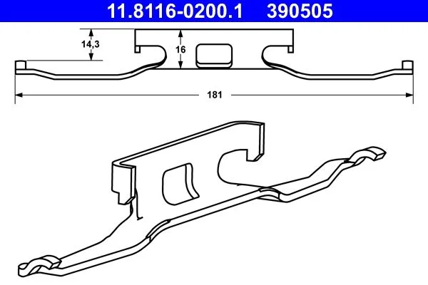 Spring, brake caliper ATE 11.8116-0200.1