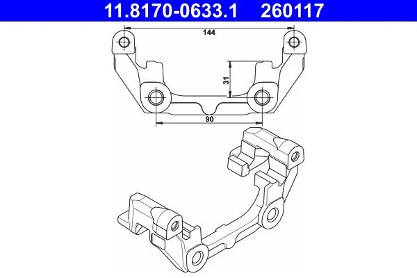 Bracket, brake caliper ATE 11.8170-0633.1