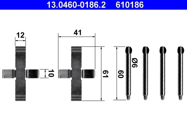 Accessory Kit, disc brake pad ATE 13.0460-0186.2
