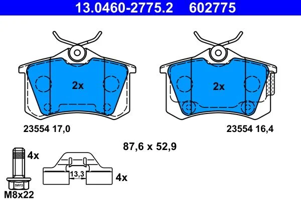 Brake Pad Set, disc brake ATE 13.0460-2775.2