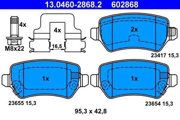 Brake Pad Set, disc brake ATE 13.0460-2868.2