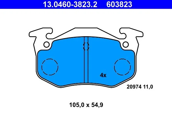 Brake Pad Set, disc brake ATE 13.0460-3823.2