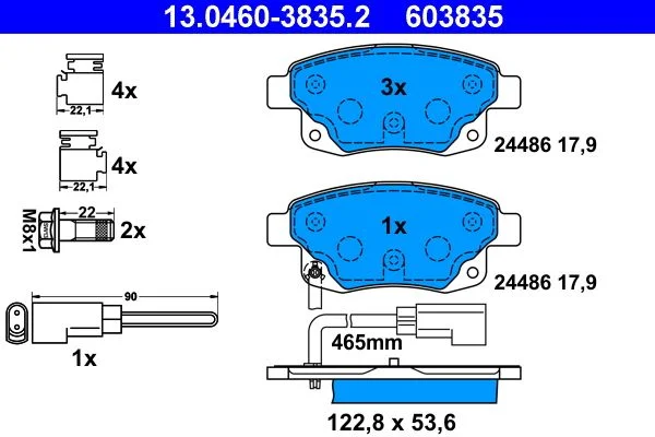 Brake Pad Set, disc brake ATE 13.0460-3835.2