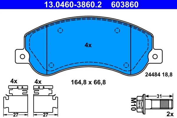 Brake Pad Set, disc brake ATE 13.0460-3860.2