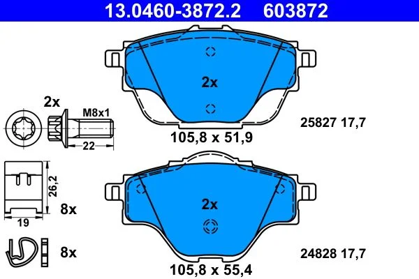 Brake Pad Set, disc brake ATE 13.0460-3872.2