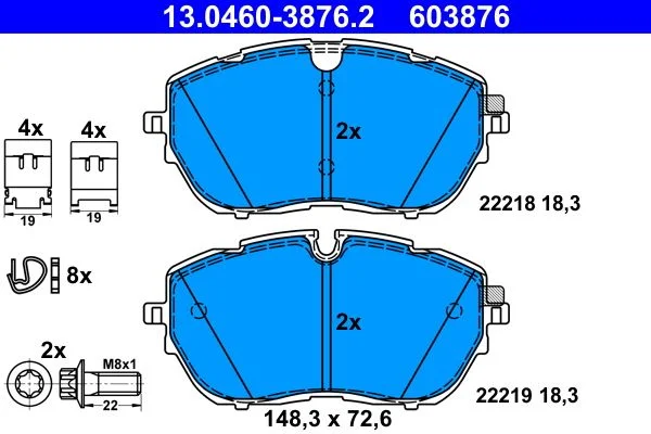 Brake Pad Set, disc brake ATE 13.0460-3876.2