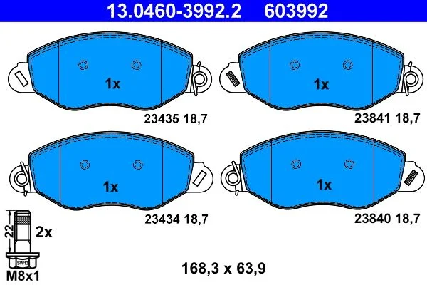 Brake Pad Set, disc brake ATE 13.0460-3992.2