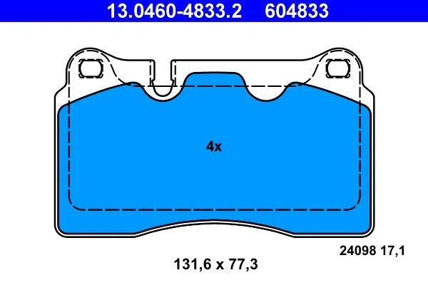 Sada brzdových platničiek, kotúčová brzda ATE 13.0460-4833.2