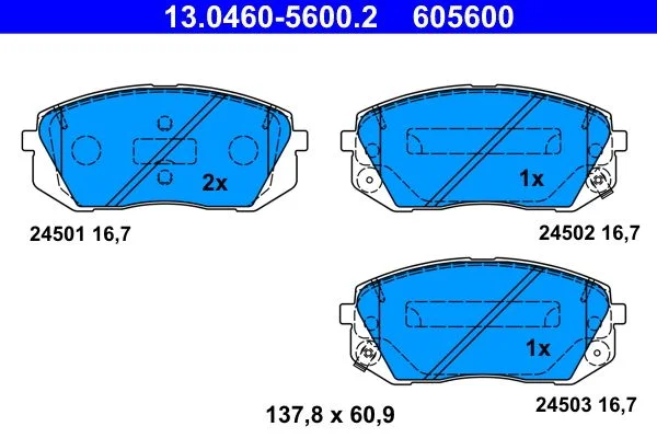 Brake Pad Set, disc brake ATE 13.0460-5600.2
