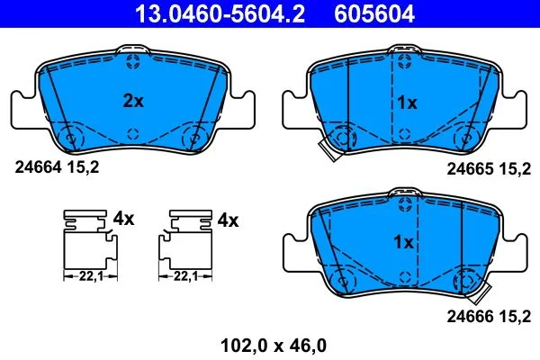 Brake Pad Set, disc brake ATE 13.0460-5604.2