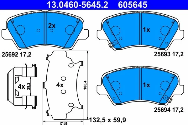 Brake Pad Set, disc brake ATE 13.0460-5645.2