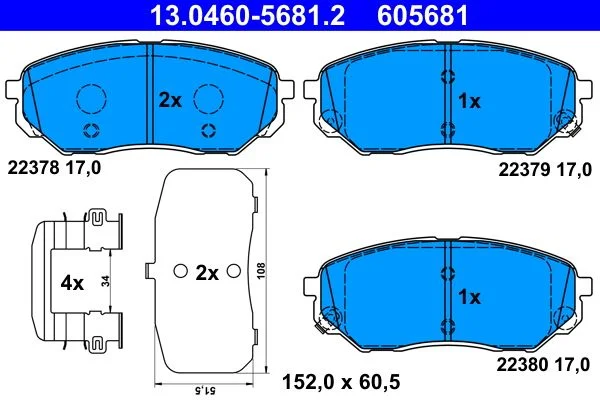 Brake Pad Set, disc brake ATE 13.0460-5681.2