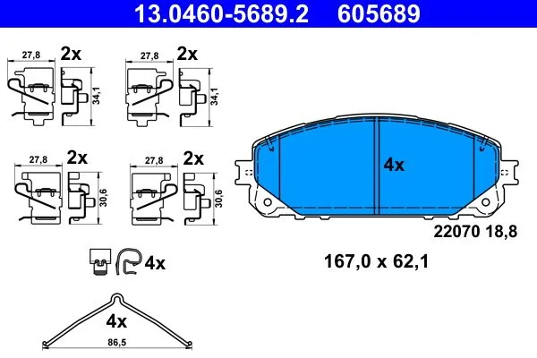Brake Pad Set, disc brake ATE 13.0460-5689.2