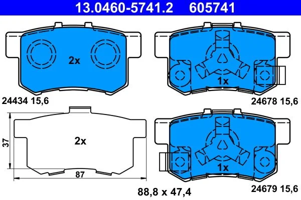 Brake Pad Set, disc brake ATE 13.0460-5741.2
