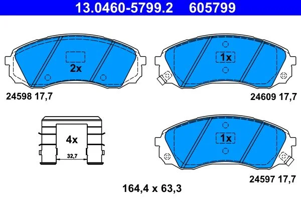 Brake Pad Set, disc brake ATE 13.0460-5799.2