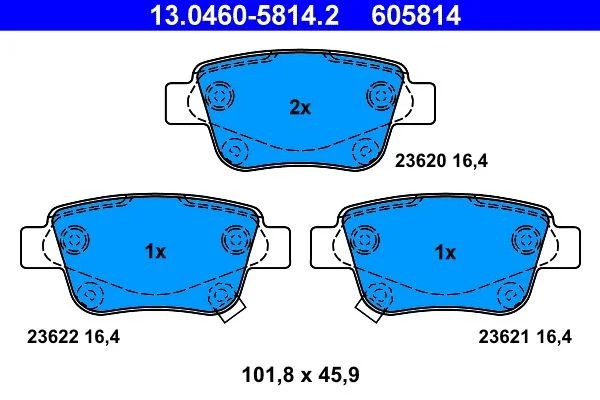 Brake Pad Set, disc brake ATE 13.0460-5814.2