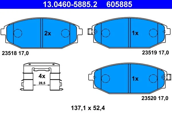Brake Pad Set, disc brake ATE 13.0460-5885.2
