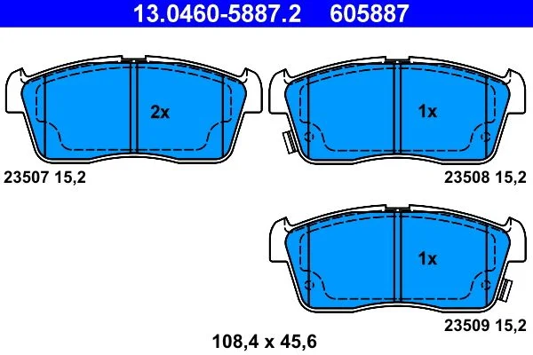 Brake Pad Set, disc brake ATE 13.0460-5887.2