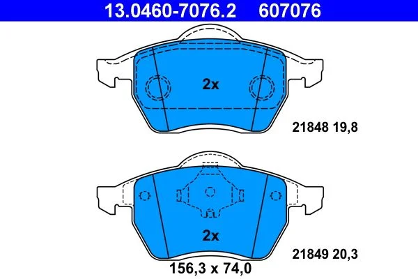 Brake Pad Set, disc brake ATE 13.0460-7076.2