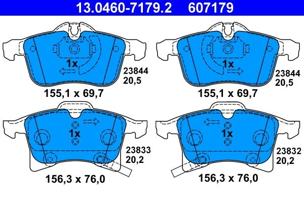 Brake Pad Set, disc brake ATE 13.0460-7179.2