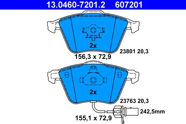 Brake Pad Set, disc brake ATE 13.0460-7201.2
