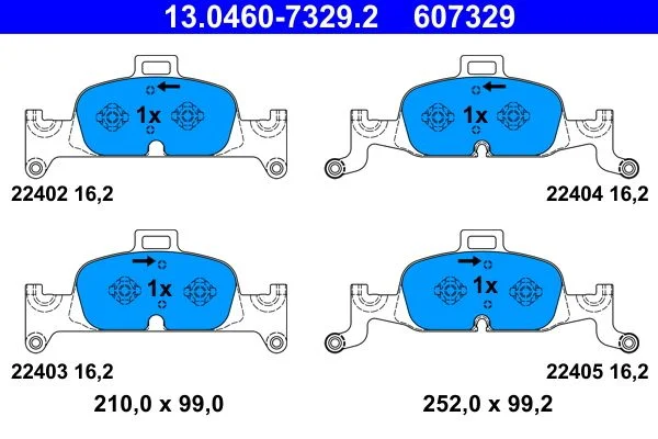 Brake Pad Set, disc brake ATE 13.0460-7329.2