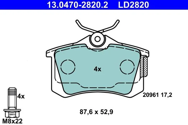 Brake Pad Set, disc brake ATE 13.0470-2820.2