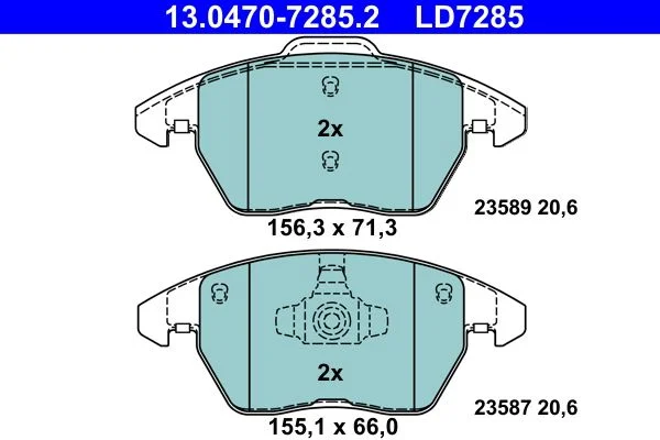 Brake Pad Set, disc brake ATE 13.0470-7285.2