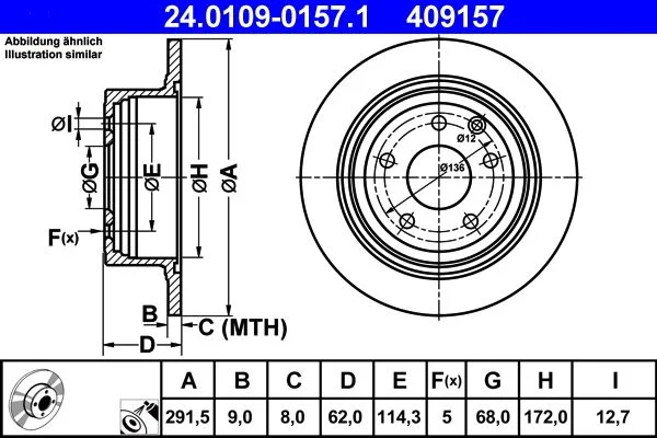 Brake Disc ATE 24.0109-0157.1