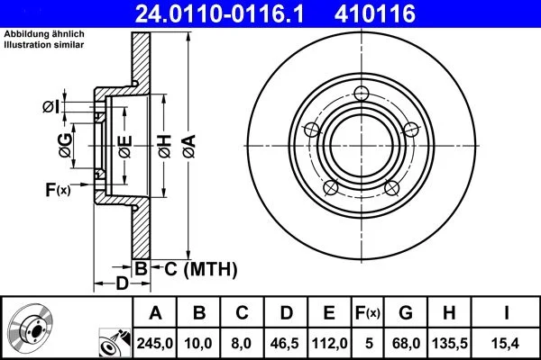 Brake Disc ATE 24.0110-0116.1