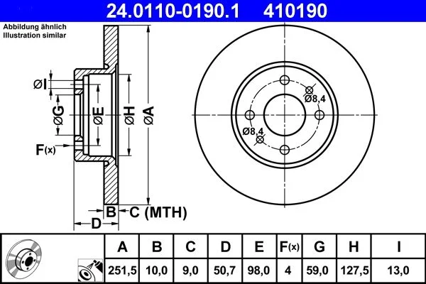 Brzdový kotúč ATE 24.0110-0190.1
