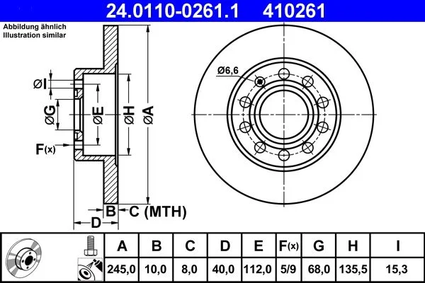 Brake Disc ATE 24.0110-0261.1